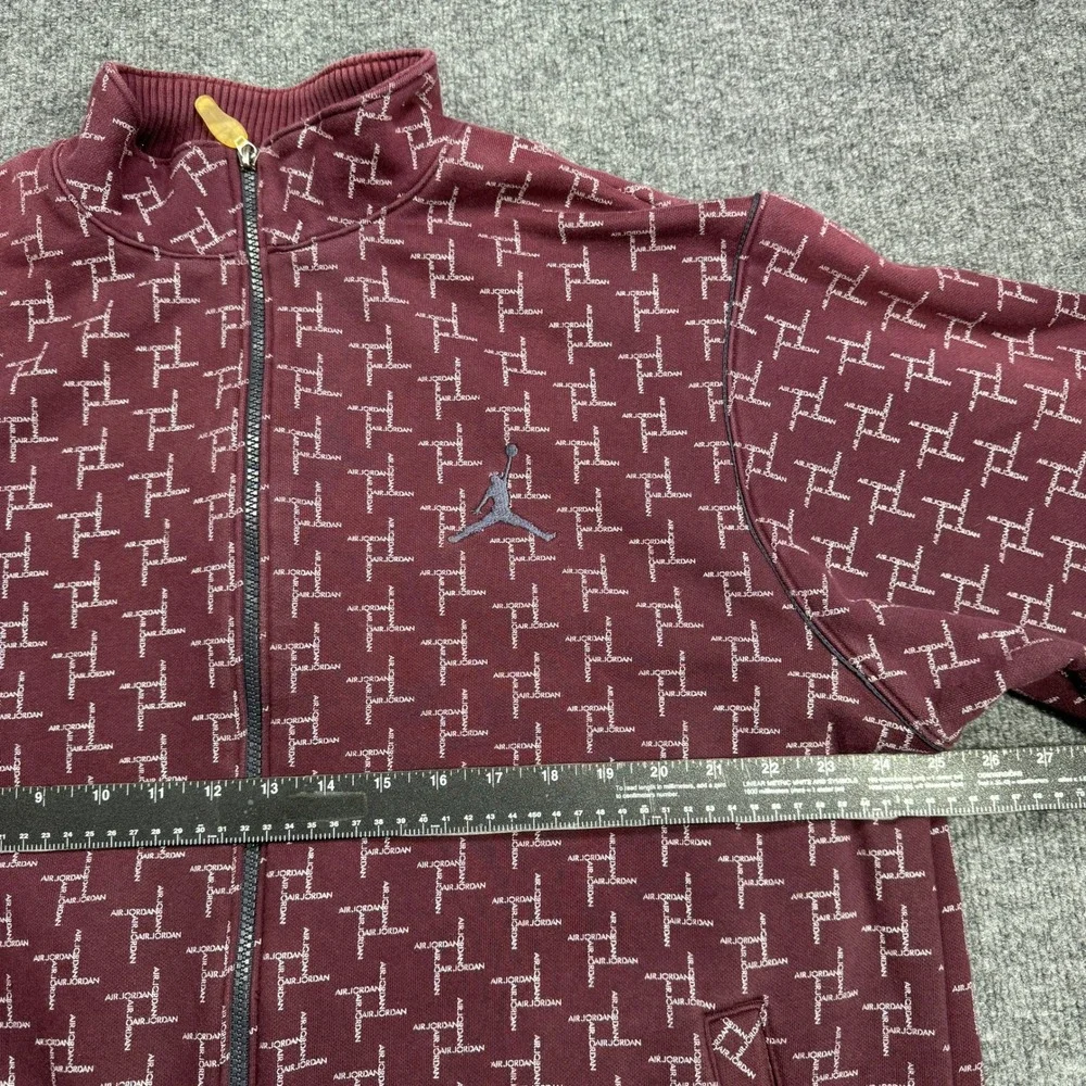 Jordan Track Jacket Men XL Burgundy Monogram Full Zip Jumpman Logo Fleece Active
